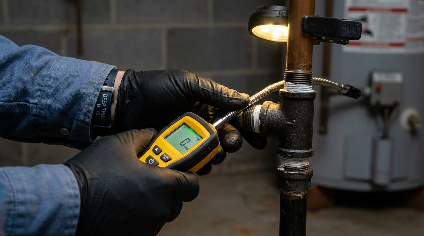 Gas leak detection with electronic sniffer by Johns Plumbing LLC in Kahoka