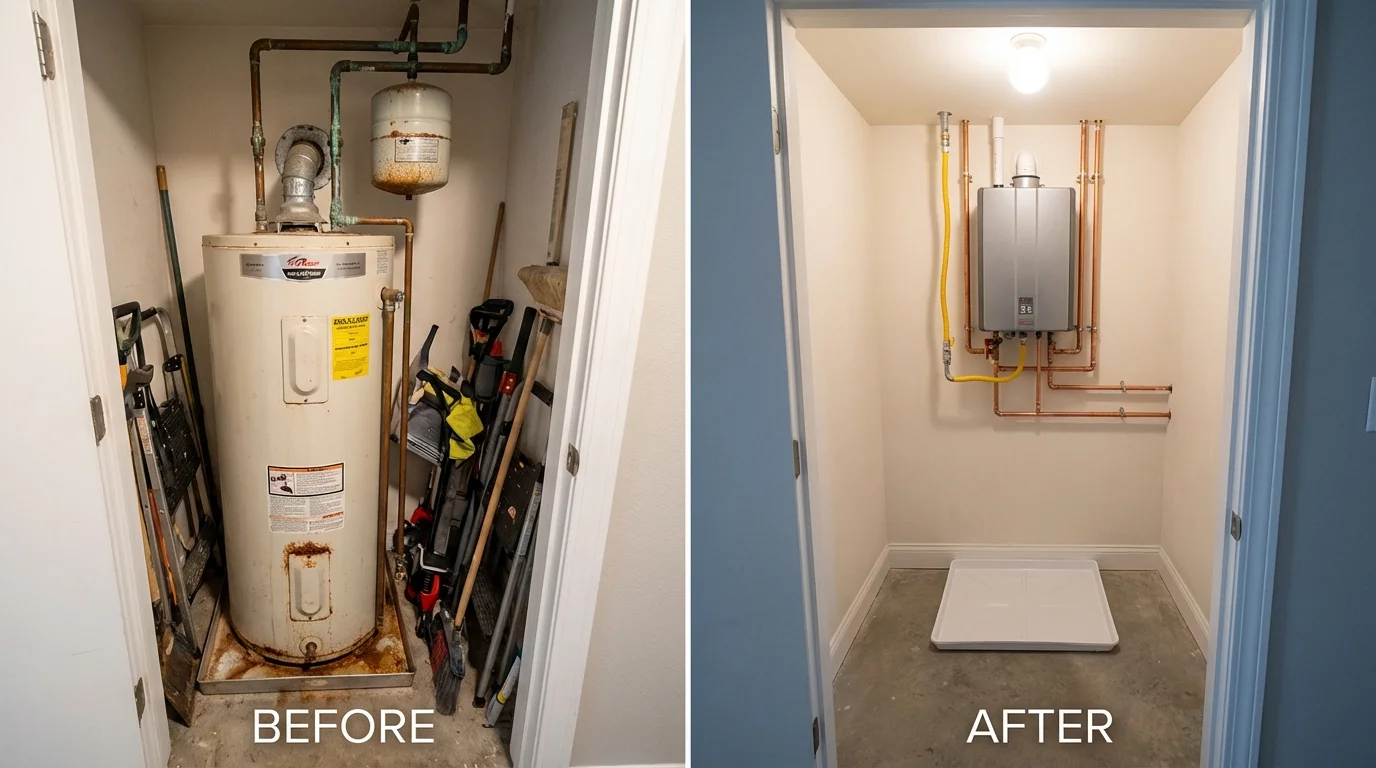 Tank water heater versus wall-mounted tankless unit comparison for Kahoka, MO homeowners
